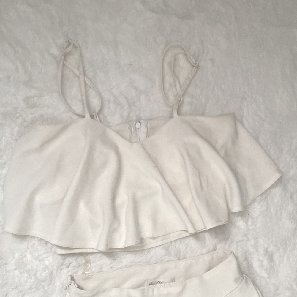 Two piece  white pants suit